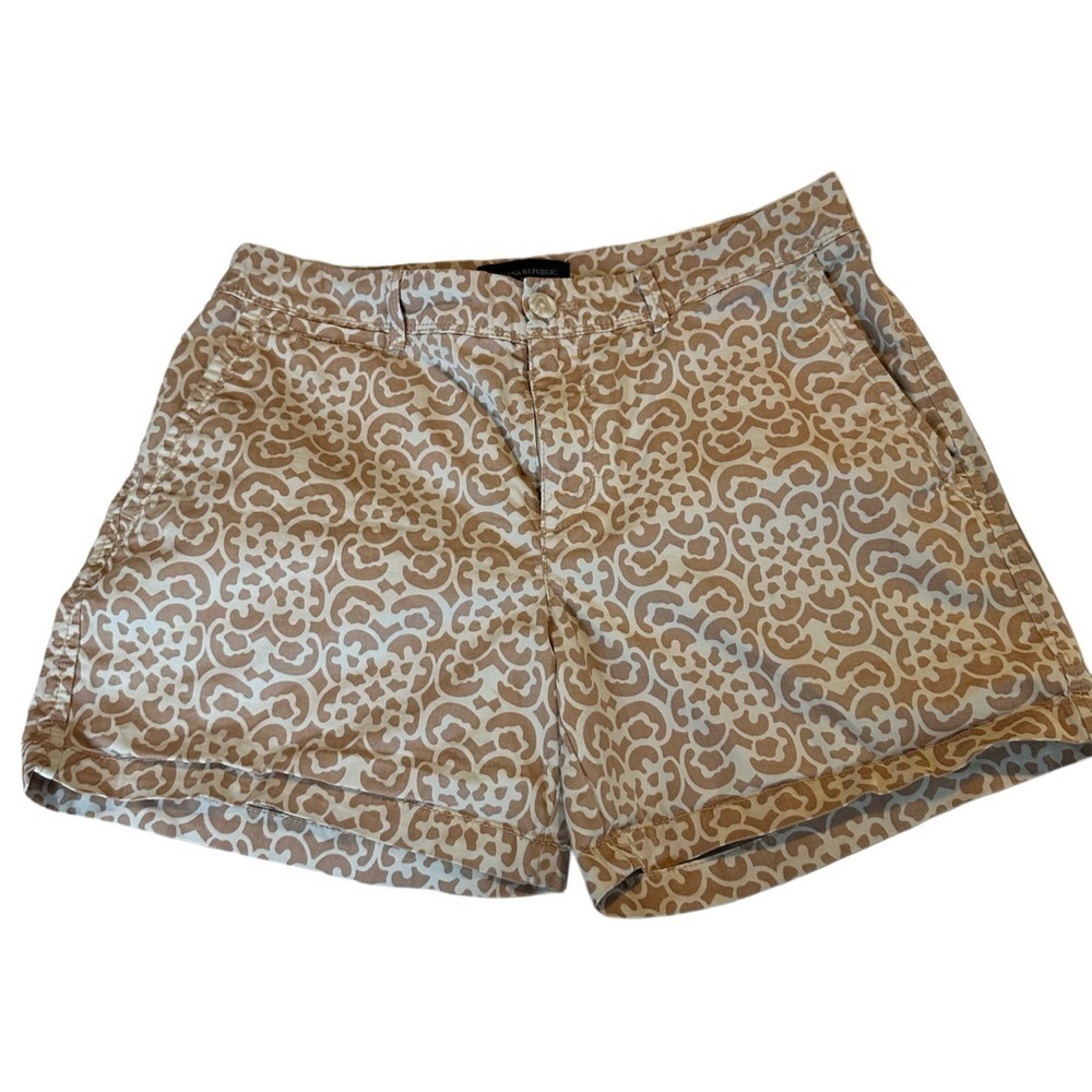 Banana Republic Pinkish Tan and Cream Leopard Print 5" Cotton 6 - Picture 3 of 10